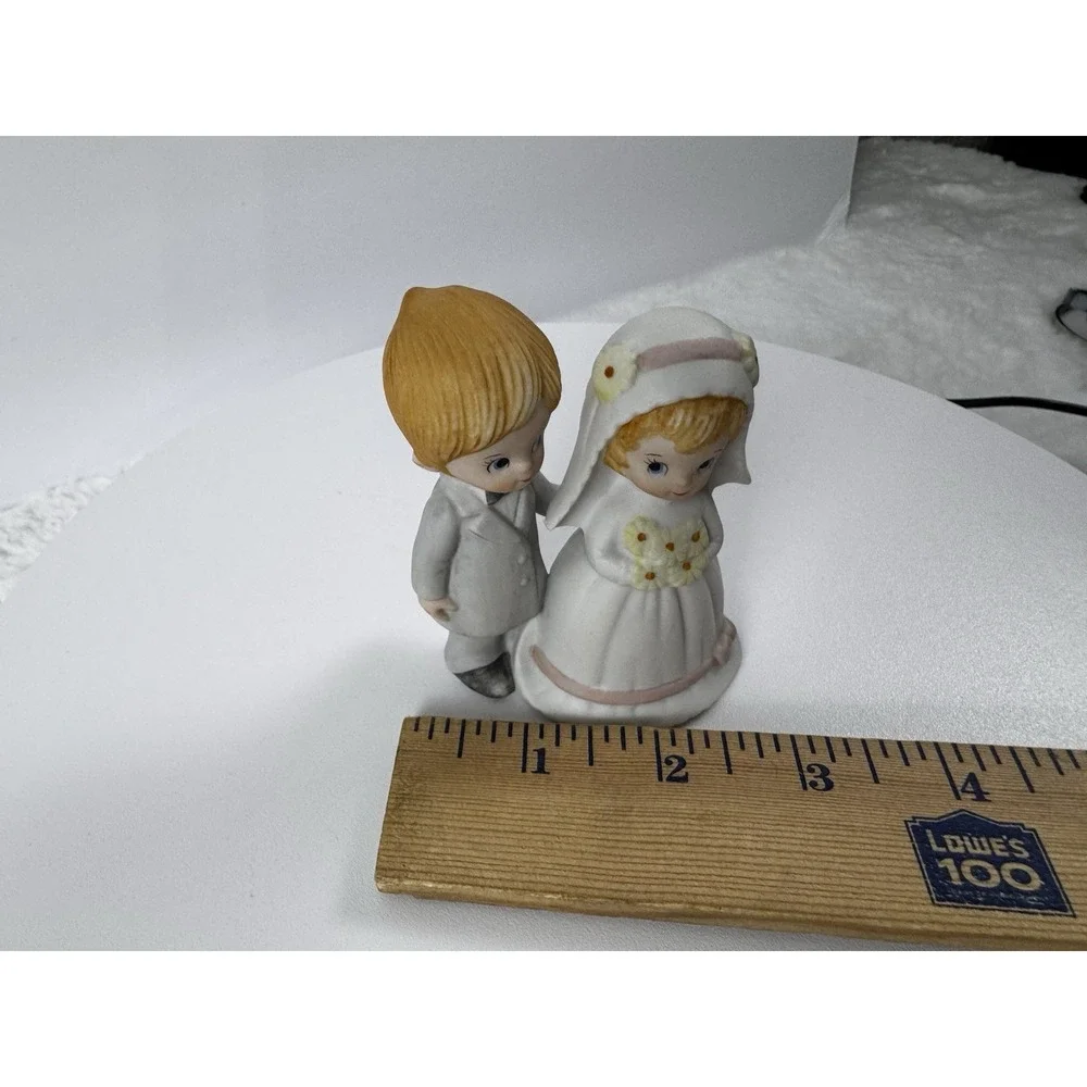 Vintage Lefton Bride Groom‎ Wedding Figurine Bisque Cake Topper 3